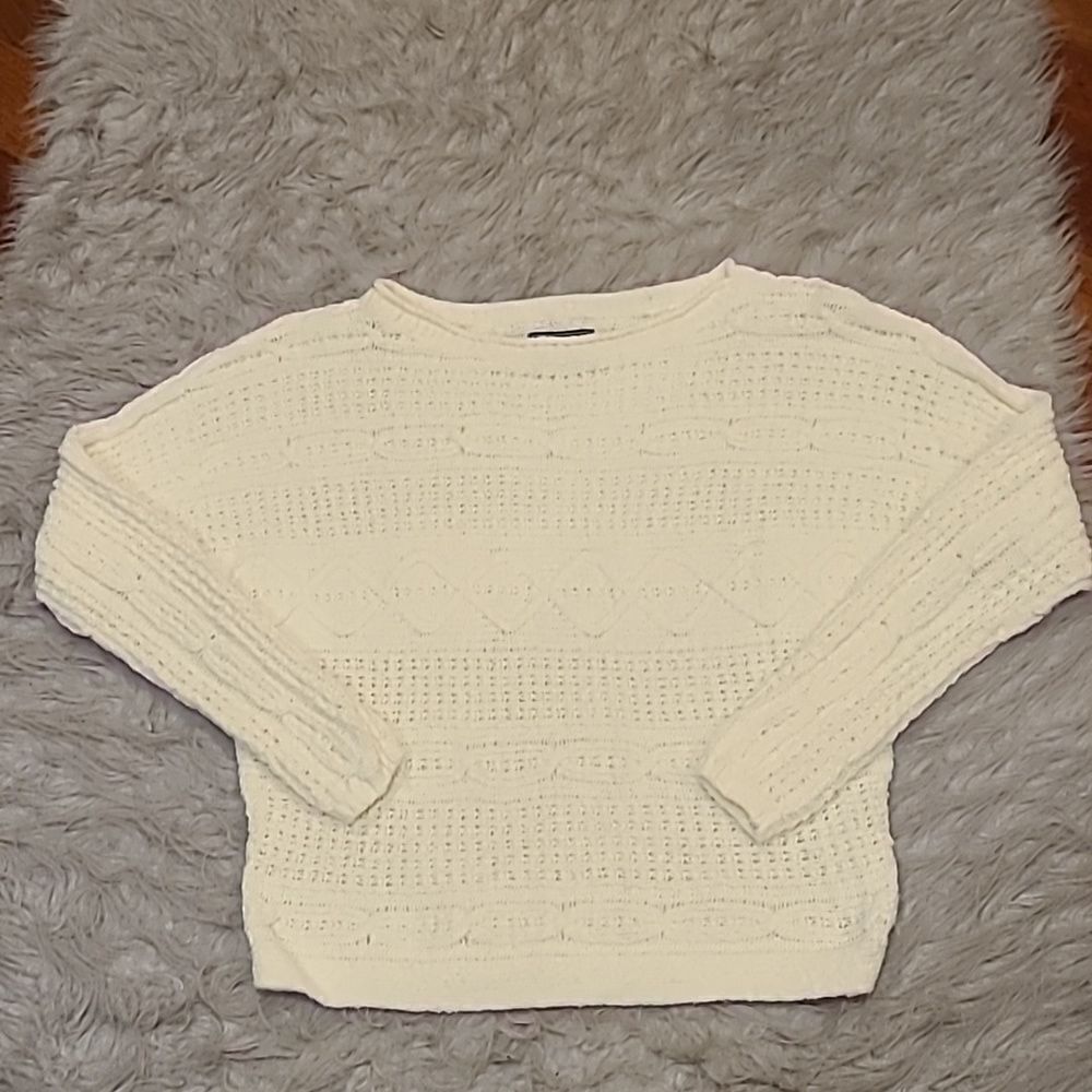 Abercrombie and fitch womens cream knit cotton blend sweater size small